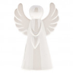 Anděl keramika se srdcem bílý perleťový - 12 cm 
