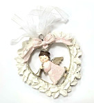 Srdíčko s andílkem polyrezin 8 cm - bílo - růžové Srdíčko s andílkem polyrezin 8 cm - bílo - růžové