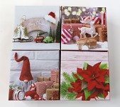 Vánoční dárková krabička - mix motivů - 9 x 9 cm