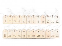Adventní kalendář - dřevěné visačky - 24 ks