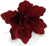 Květ poinsettia sametový červený - 15 cm