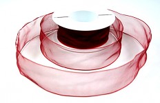 Stuha organza drát - bordo - 40mm/1 m