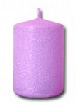 Svíčka válec - fialová třpytivá 5 x 10 cm - 4 ks