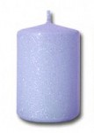 Svíčka válec - modrá třpytivá 5 x 10 cm - 4 ks
