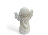 Svíčka anděl 8 cm - bílý glitter