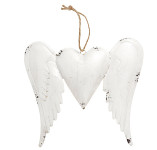 Andělská křídla závěs plechová 43 cm - vintage bílá