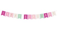 Girlanda papírová - HAPPY BIRTHDAY - barevný mix pink