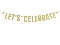 Girlanda papírová - nápis Let's celebrate - zlatý