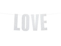 Girlanda papírová - LOVE - stříbrný