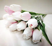 Tulipán umělý - růžovobílý