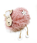 Dekorační ovečka chlupatá růžová 11 cm - závěs Dekorační ovečka chlupatá růžová 11 cm - závěs
