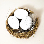 Hnízdečko 12 cm se 3 bílými vajíčky