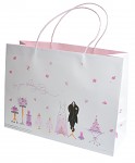 Dárková taška podélná růžovo- bílá - 37 x 26 x 12 cm- svatební