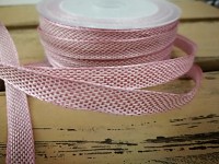 Stuha tkaná drát - bílo-růžová - 10mm/1m