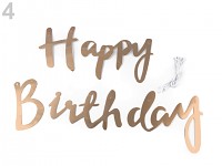 Papírová girlanda Happy birthday - rosegold