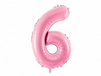 Foliový balonek maxi  - číslo 6 - jasně růžový