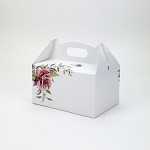 Krabička na výslužku s ouškem malá - bílá s růží 