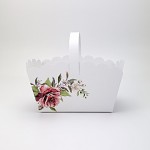 Svatební košíček na koláčky velký - bílý s růží