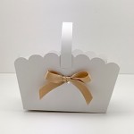 Svatební košíček na koláčky velký - bílý s mašličkou - více barev