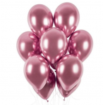 Balonek latexový 33 cm - chrom růžový lesklý - 1ks