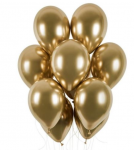 Balonek latexový 33 cm - chrom zlatý lesklý - 1ks 