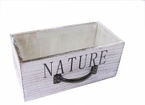 Dřevěný šuplík podélný - nature - bílo-šedý - 22 cm