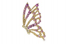 Nalepovací šperk  - zlatý motýl - růžové kamínky - 1ks