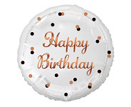 Foliový balonek 45 cm - happy birthday bílá - rosegold