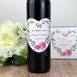 Etiketa na svatební víno 0,7l - květinové srdce