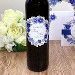Etiketa na svatební víno 0,7l - modré květy