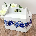 Krabička na výslužku s ouškem velká - modré květy