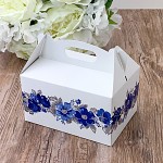 Krabička na výslužku s ouškem malá - modré květy