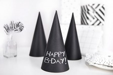 Party čepičky papírové - černé křídové 6ks (dopiš si text)