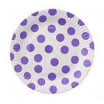 Party papírové talířky - bílo-fialový puntík 6ks