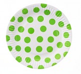 Party papírové talířky - bílo-zelený puntík 6ks  