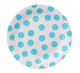 Party papírové talířky - bílo - modrý puntík 6ks   