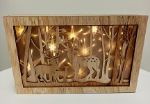 Dřevěný obraz - jelení rodinka - svítící 