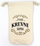 Dárkový jutový pytlík na víno - krevní skupina