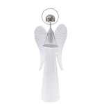 Anděl plechový na čajovou svíčku 39 cm - bílo - stříbrný