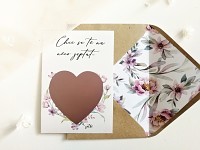 Stírací svatební los - vzkaz pro svědkyni - fialkové květy