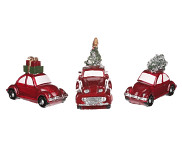 Autíčko mini červené s dárky/stromkem - 6 cm