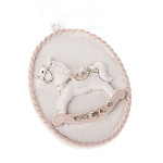 Oválek závěs se koníčkem - bílo-růžový Oválek závěs se koníčkem - bílo-růžový
