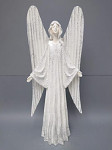 Anděl bílý plechová křídla - 45 cm