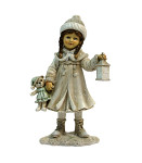 Děti zimy - holčička s lucernou a medvídkem - 20 cm