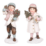 Děti zimy stojící bílo-růžové - HOLKA - 17 cm