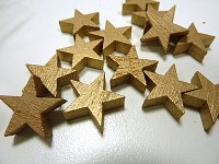 Dřevěné hvězdičky 3,5 cm - zlaté - 12 ks