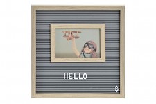 Fotorámeček dřevěný s písmenky 30 x 30 cm  - šedý