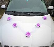 Girlanda na auto - tylová šerpa s růžemi - fialová - 1ks 