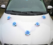 Girlanda na auto - tylová šerpa s růžemi - sv.modrá - 1ks 
