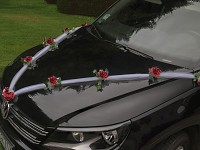 Girlanda na auto - tylová šerpa s růžemi - bordo - 1ks  